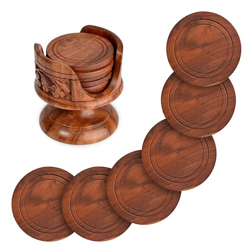 Rosewood coaster set with - rosewood, of