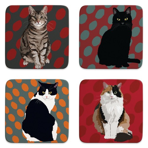 Cat coasters leslie - coasters, |