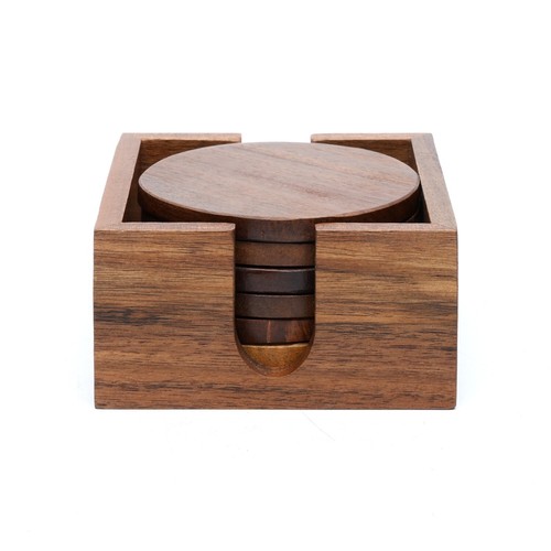 Wooden round coasters set - round,