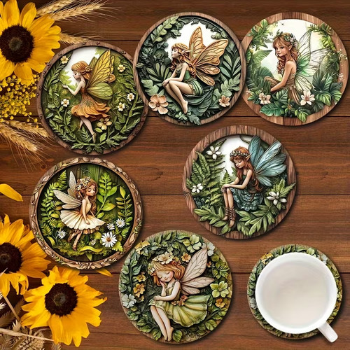 Fairy rustic coasters tea - coasters,