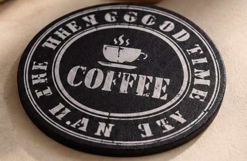 Vintage black coffee coaster - black,
