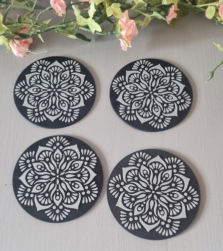 Mandala coaster set 4 - mandala, of