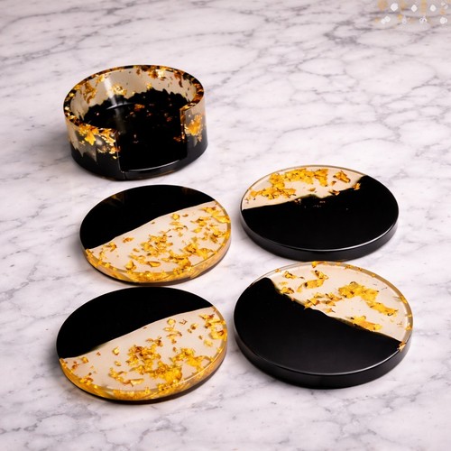 Set black gold resin - gold,