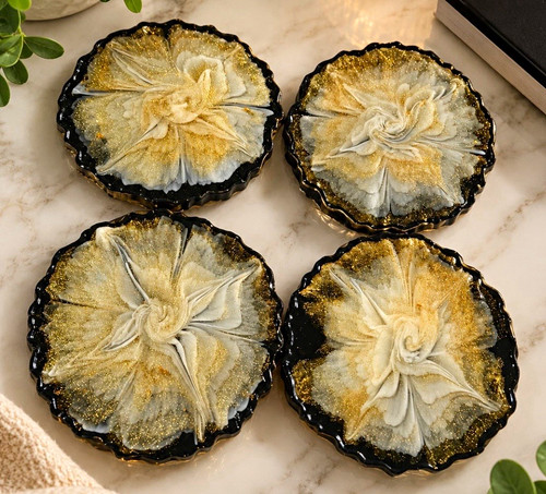 Set round resin floral - of,
