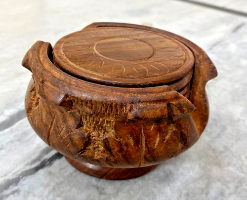 Handmade round wooden tea - wooden,