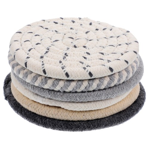 Cotton woven coaster set 6pcs - cotton,