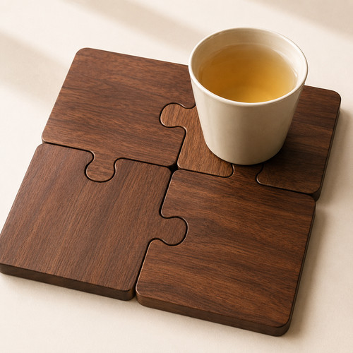 4pc wooden puzzle coasters - 4pc,