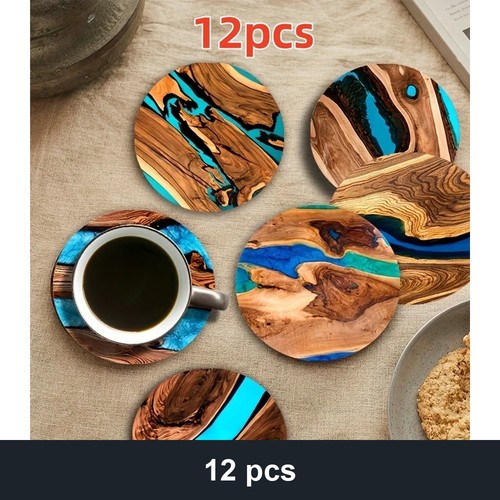 Epoxy resin wood coasters set - epoxy,