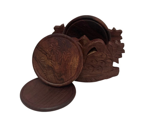Wooden coaster set 6pcs - coaster, with