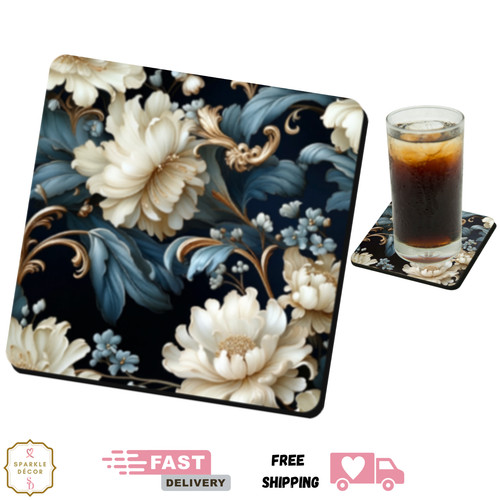 Coasters floral coaster - coasters, silver