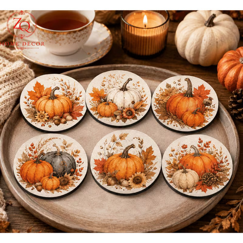 Autumn pumpkin rustic coasters - pumpkin,
