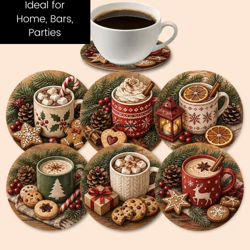 Christmas rustic coasters tea - christmas,