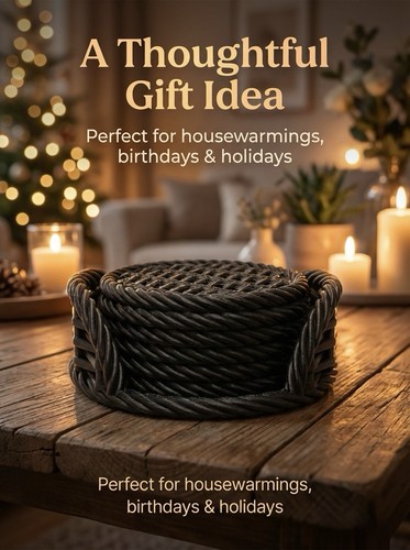 6pcs black coasters set - 6pcs,