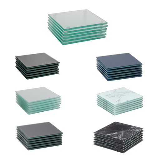 Square glass coasters 10cm - 6x,