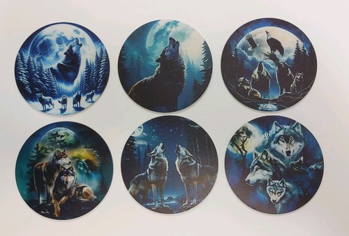 Acrylic coasters round wolf - acrylic,
