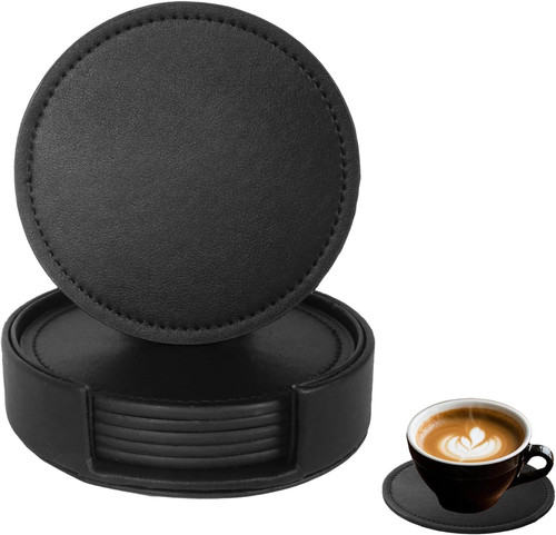 Set leather coasters - leather, with